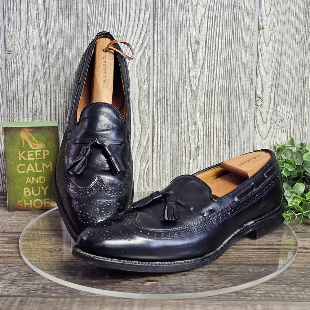 Vintage Allen Edmonds Manchester Wingtip Tassel Loafers Men's 12A Black USA